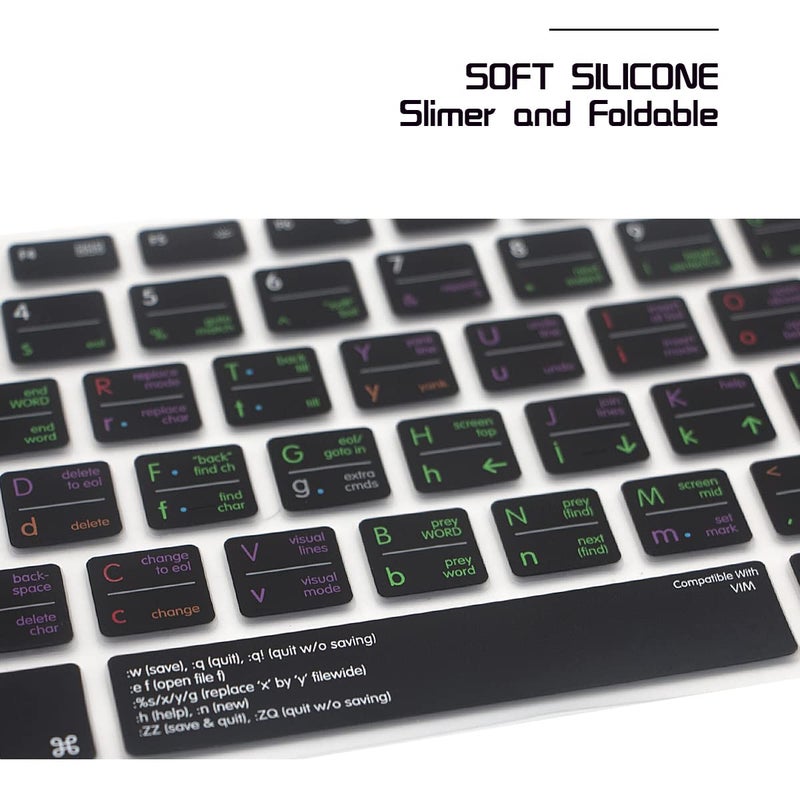HRH Vim/VI Functional Shortcuts Hotkey Silicone Keyboard Cover Skin for MacBook Air 13,for MacBook Pro13/15/17(with or w/Out Retina Display,2015 or Older Version),for iMac Older,USA and European - Image 5